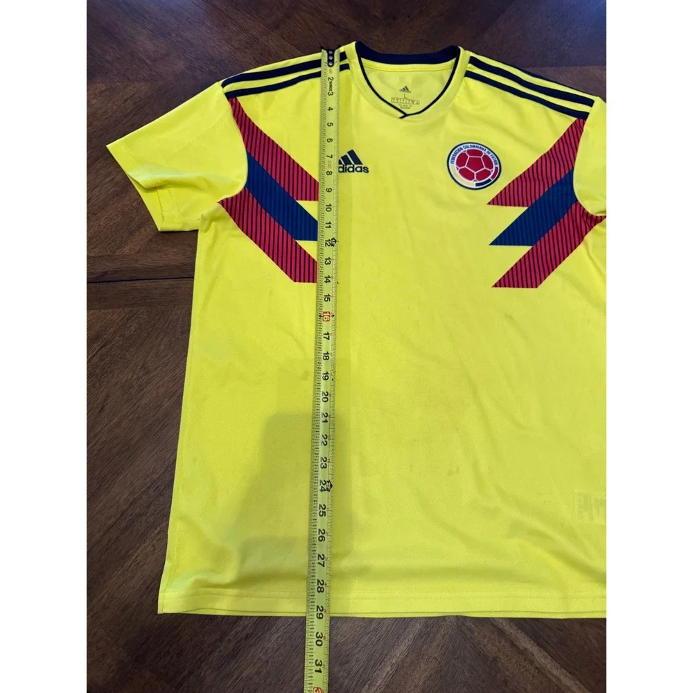 Adidas Colombia Soccer Jersey‎ Yellow Short Sleeve Climalite Football Shirt |P1